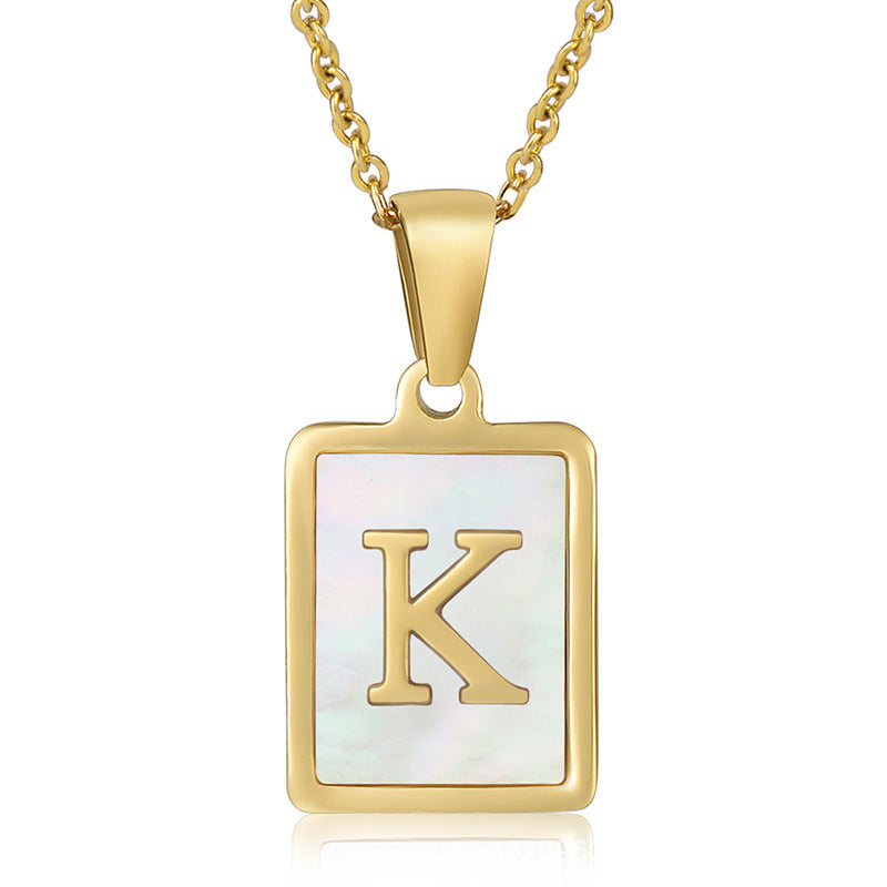 Wholesale Titanium Steel Shell Alphabet 18K Gold Necklace